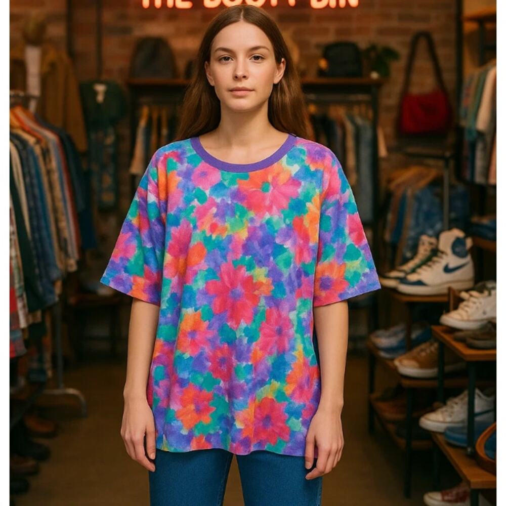 Vintage 90s Oversized Ys sport water color floral shirt